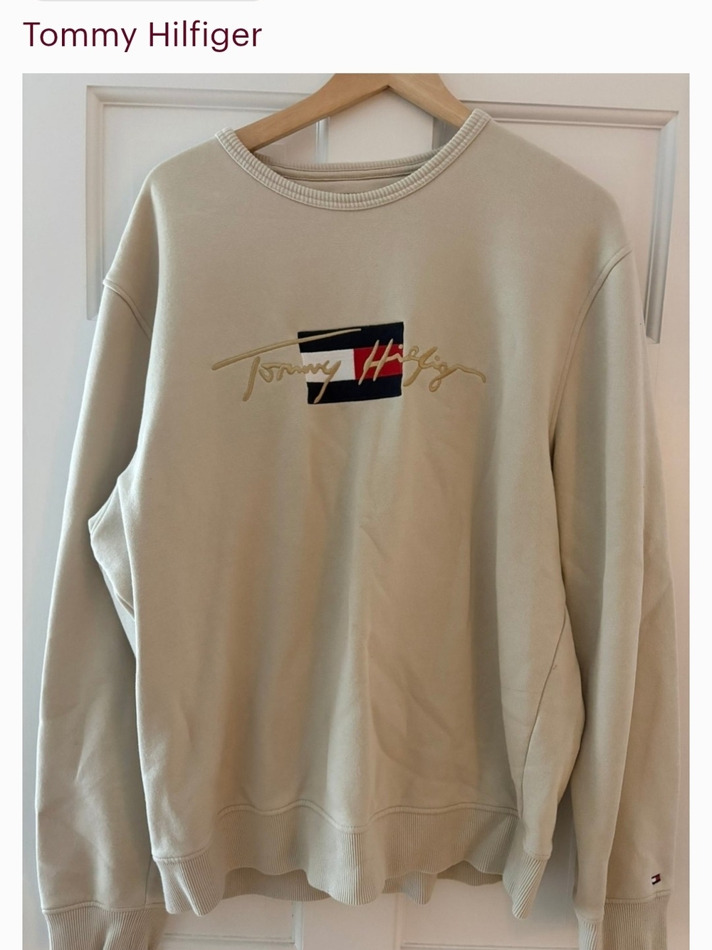 Tommy Hilfiger Men's Cream Logo Crewneck Sweatshirt